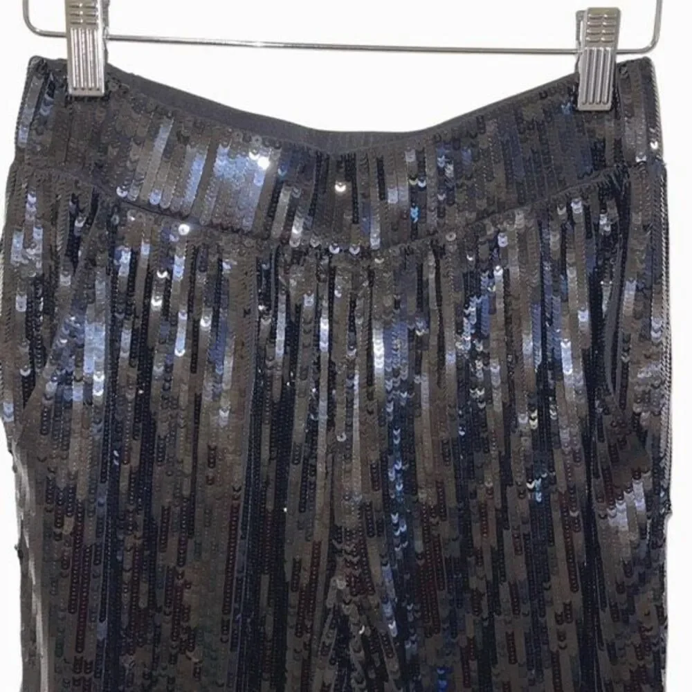 NWT Michael Kors Womens Sequined Tapered Leg Trouser Pants Black‎ Size Small
